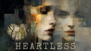 Dark abstract collage featuring fragmented human faces and a cracked stone heart under moody shadows, symbolizing emotional detachment.