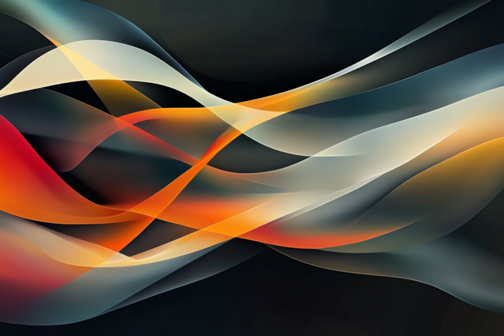 Abstract flowing ribbons of colour against a dark background